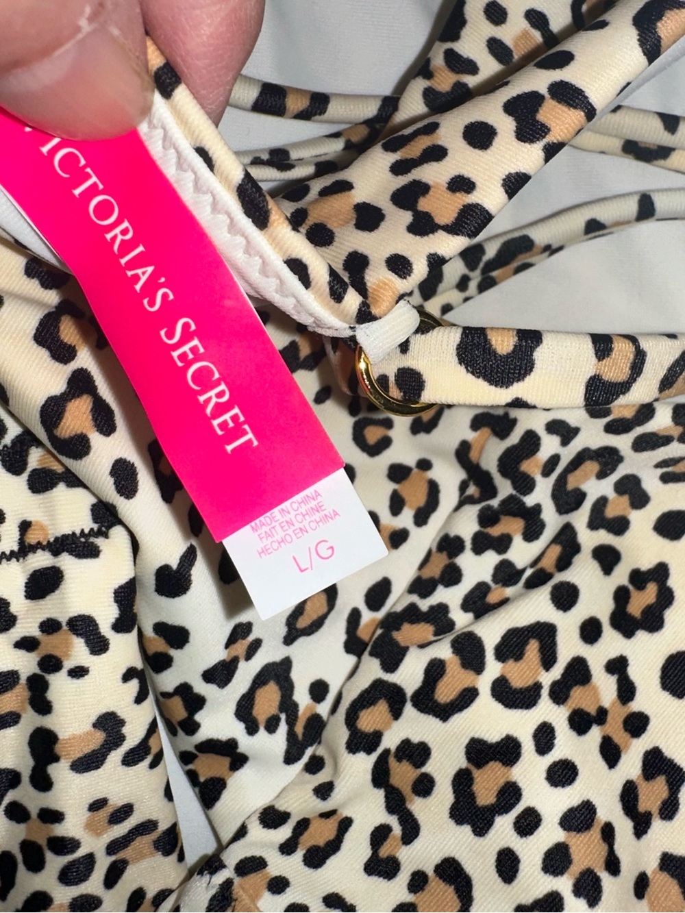Victoria’s Secret Leopard Print Longline Bikini Top and Tie-Side Bottom - Picture 2 of 5